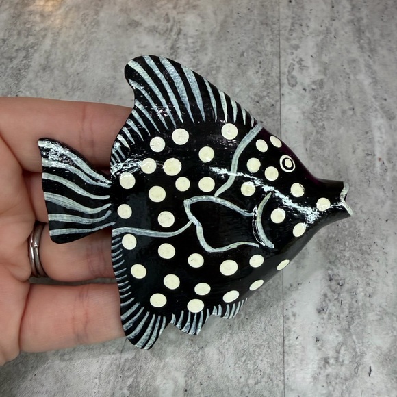 Jewelry - Vintage Angel Fish Wooden Brooch Painted Carved Jewelry Ocean Figural